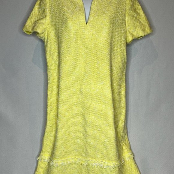St John Sunday Tweed Knit Shift Dress in Limoncello/Ercu size 8 - Picture 2 of 4